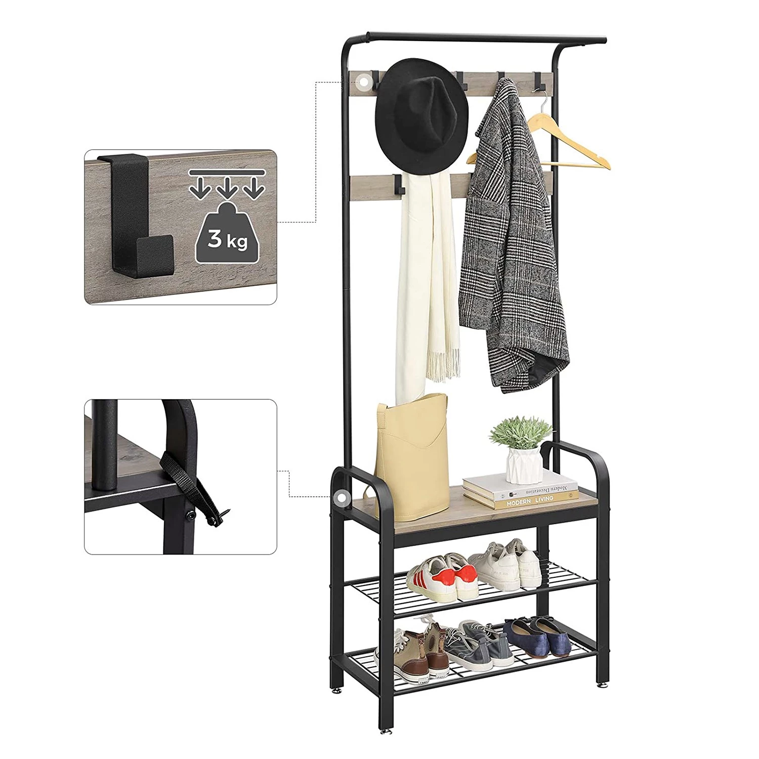 Loftscape Ensemble d’entrée compact Westerly - Métal - Noir / Marron – Image 4