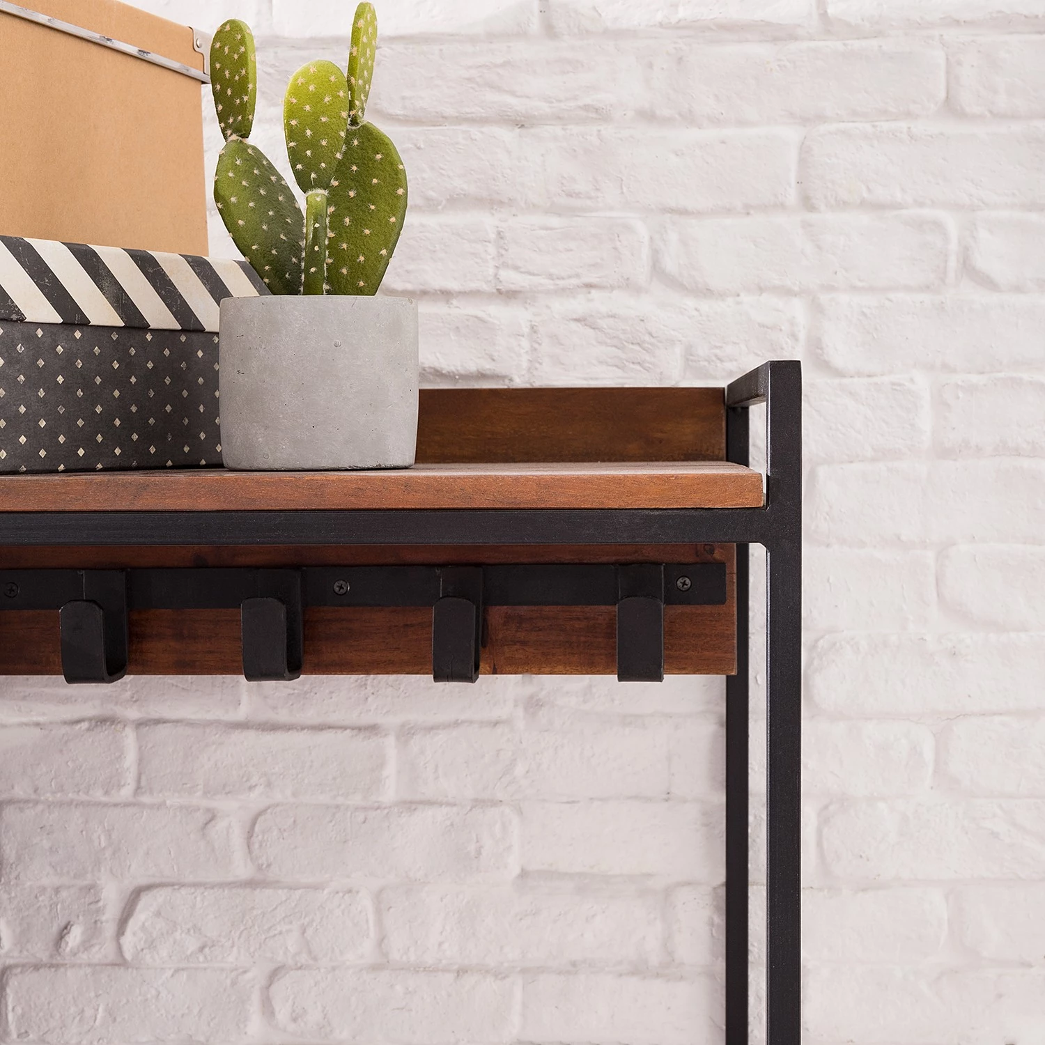 Ars manufacti Vestiaire d’entrée Woodson I - Acacia massif / Fer - Acacia brun – Image 12