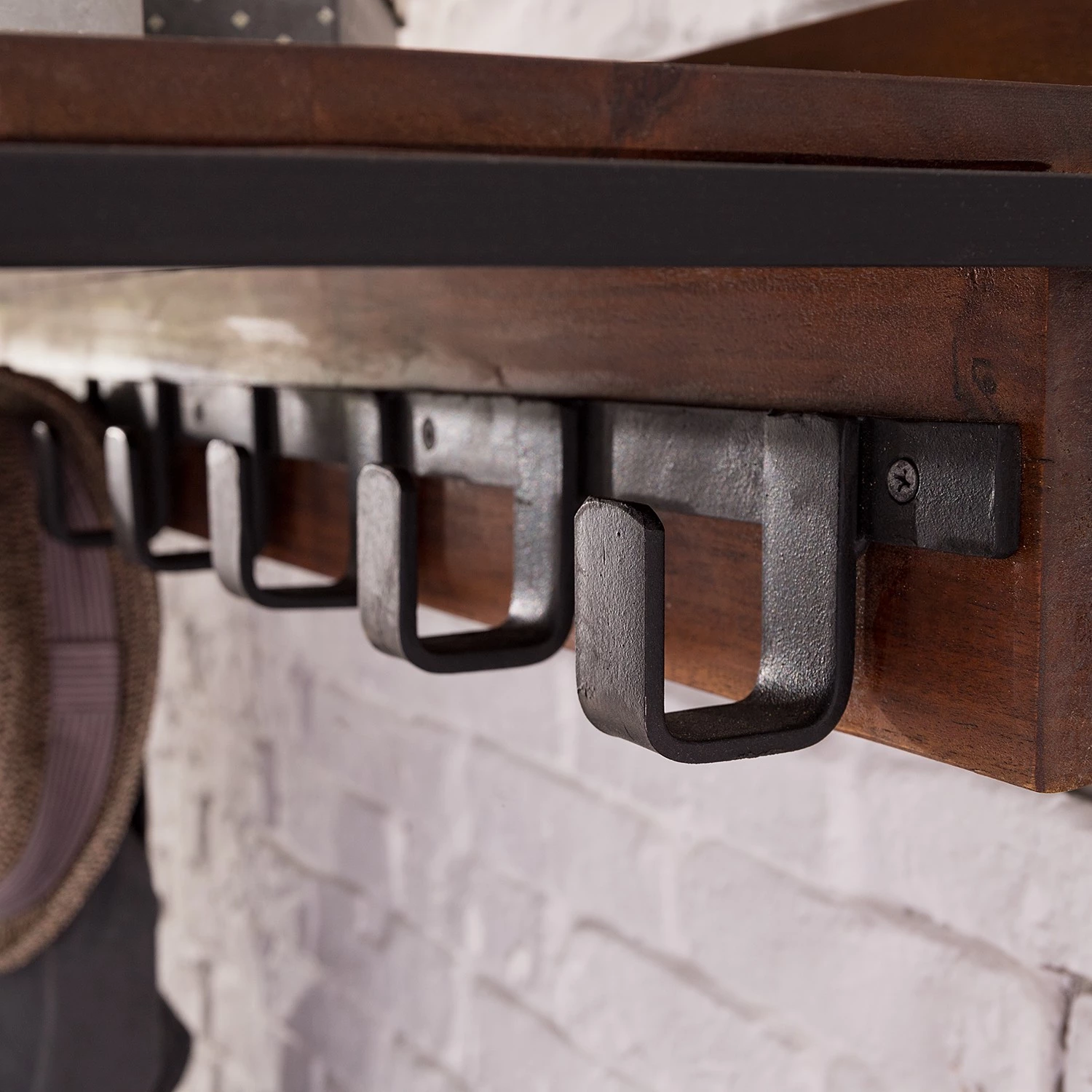 Ars manufacti Vestiaire d’entrée Woodson I - Acacia massif / Fer - Acacia brun – Image 13