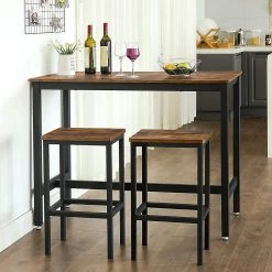 Red Living Ensemble de bar Theville (3 éléments) - Imitation chêne rustique / Noir