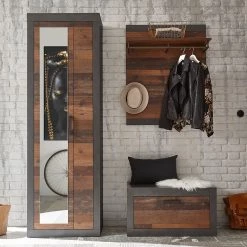 Red Living Ensemble d’entrée Buzan II (3 éléments) - Imitation bois recyclé / Anthracite