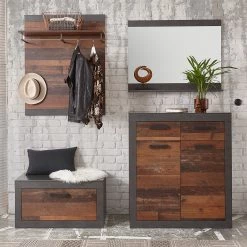 Red Living Ensemble d’entrée Buzan III (4 éléments) - Imitation bois recyclé / Anthracite