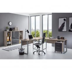Furnitive Ensemble de bureau Avin I (5 éléments) - Imitation chêne Sonoma / Anthracite brillant