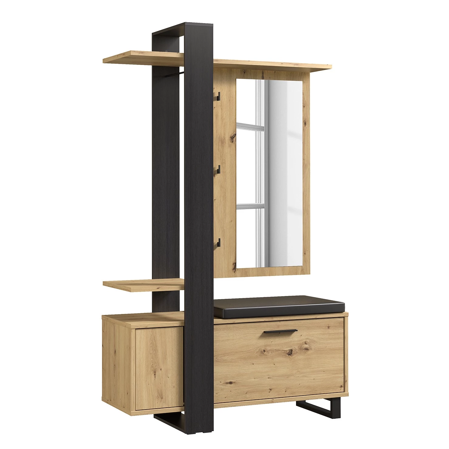 Red Living Ensemble d’entrée compact Hondo - Imitation chêne artisan / Noir