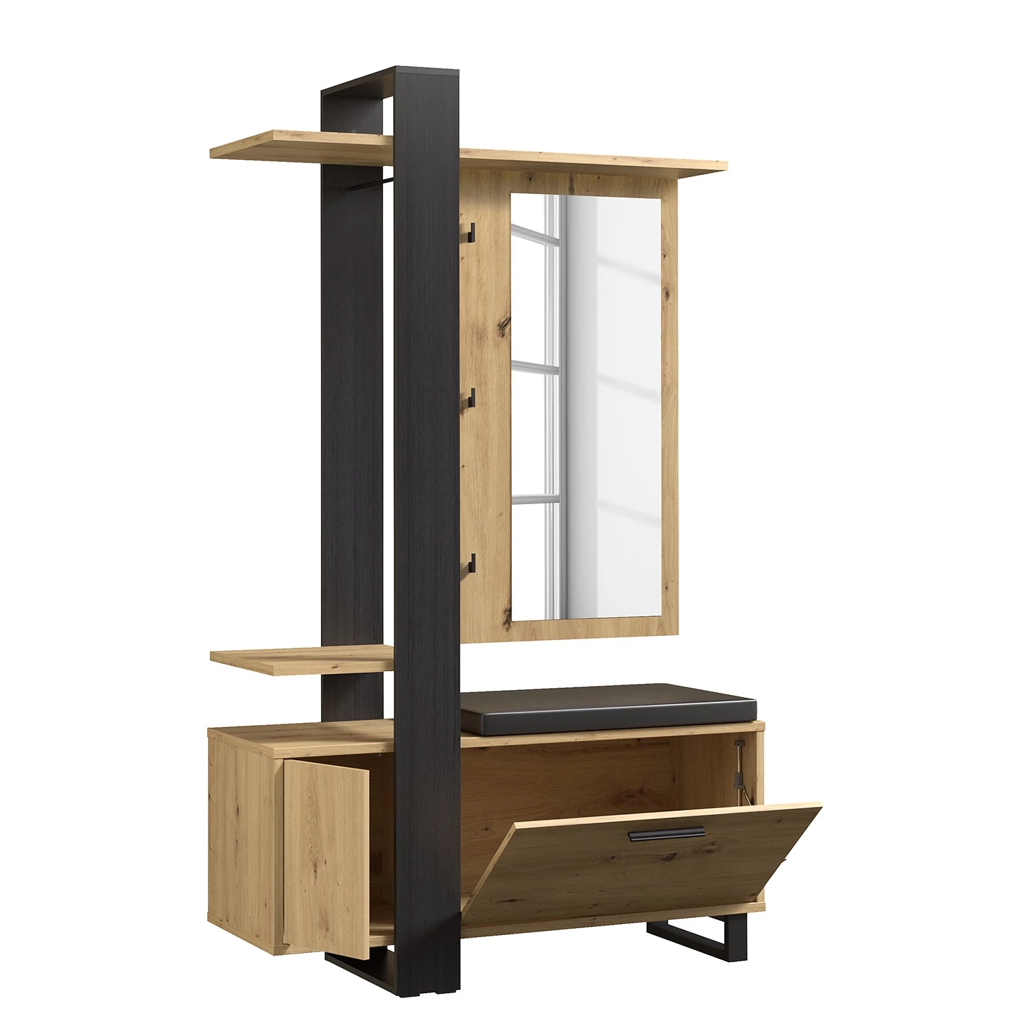 Red Living Ensemble d’entrée compact Hondo - Imitation chêne artisan / Noir – Image 4