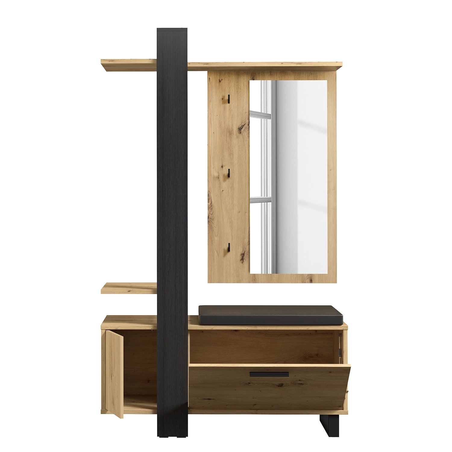 Red Living Ensemble d’entrée compact Hondo - Imitation chêne artisan / Noir – Image 5