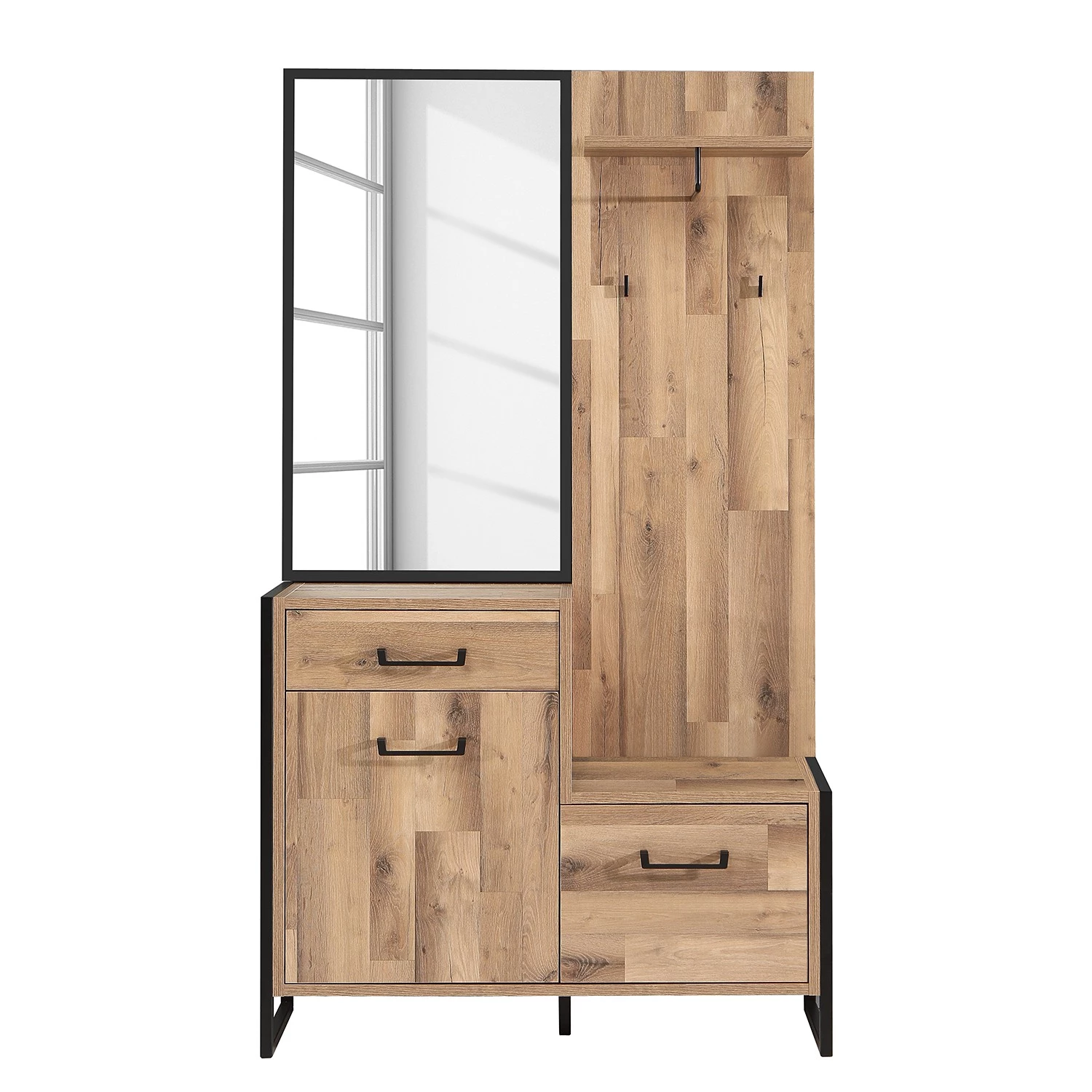 Red Living Ensemble d’entrée compact Voru - Imitation chêne / Noir – Image 2