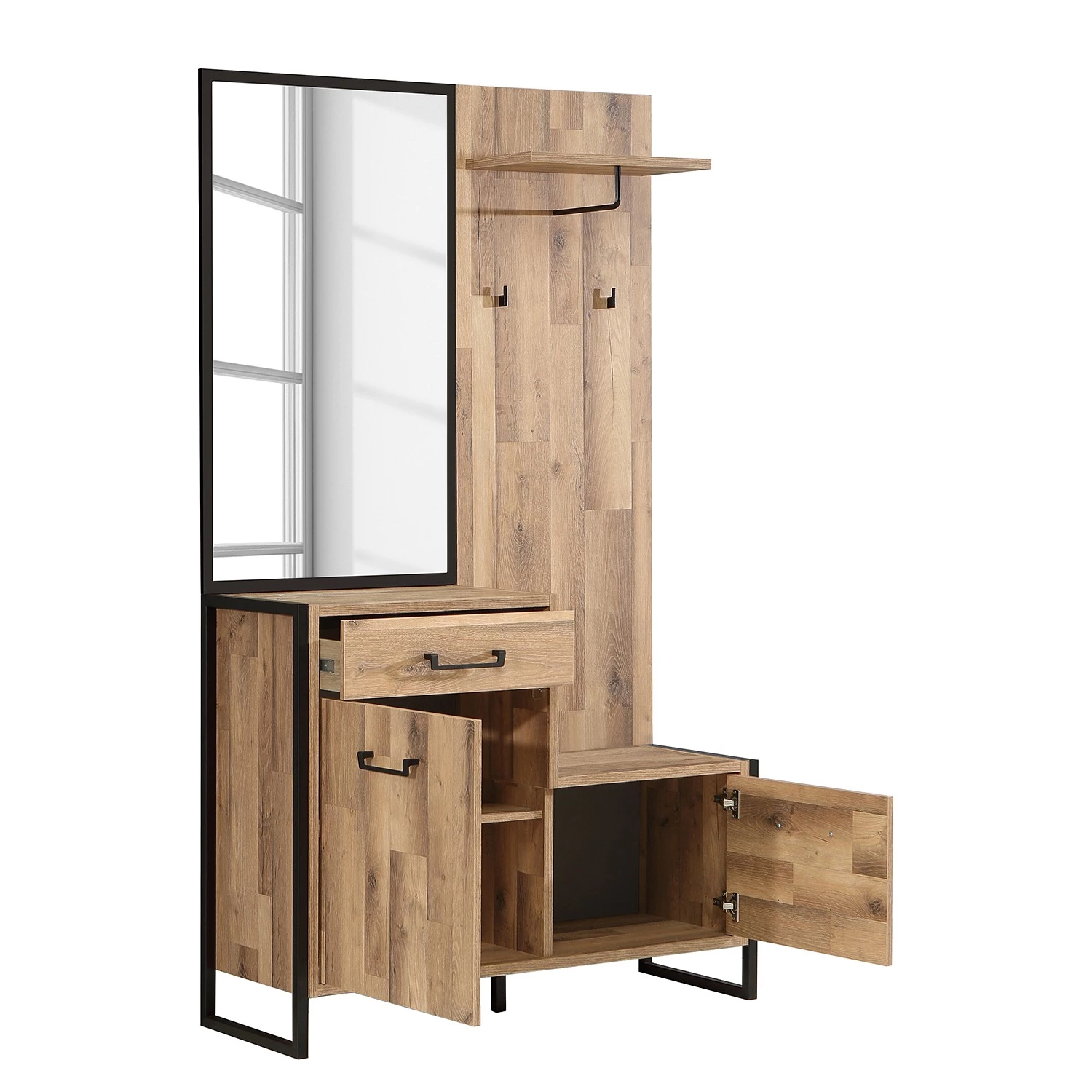 Red Living Ensemble d’entrée compact Voru - Imitation chêne / Noir – Image 3