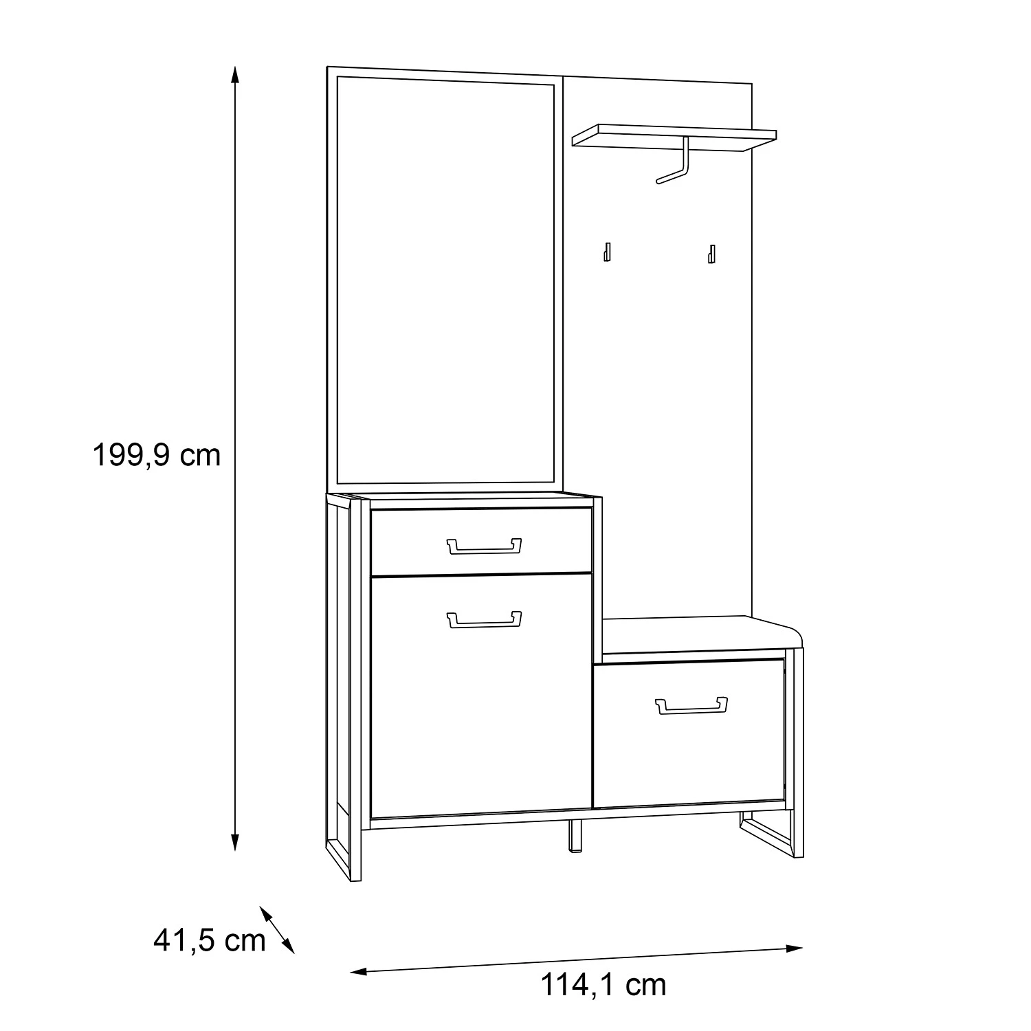 Red Living Ensemble d’entrée compact Voru - Imitation chêne / Noir – Image 4