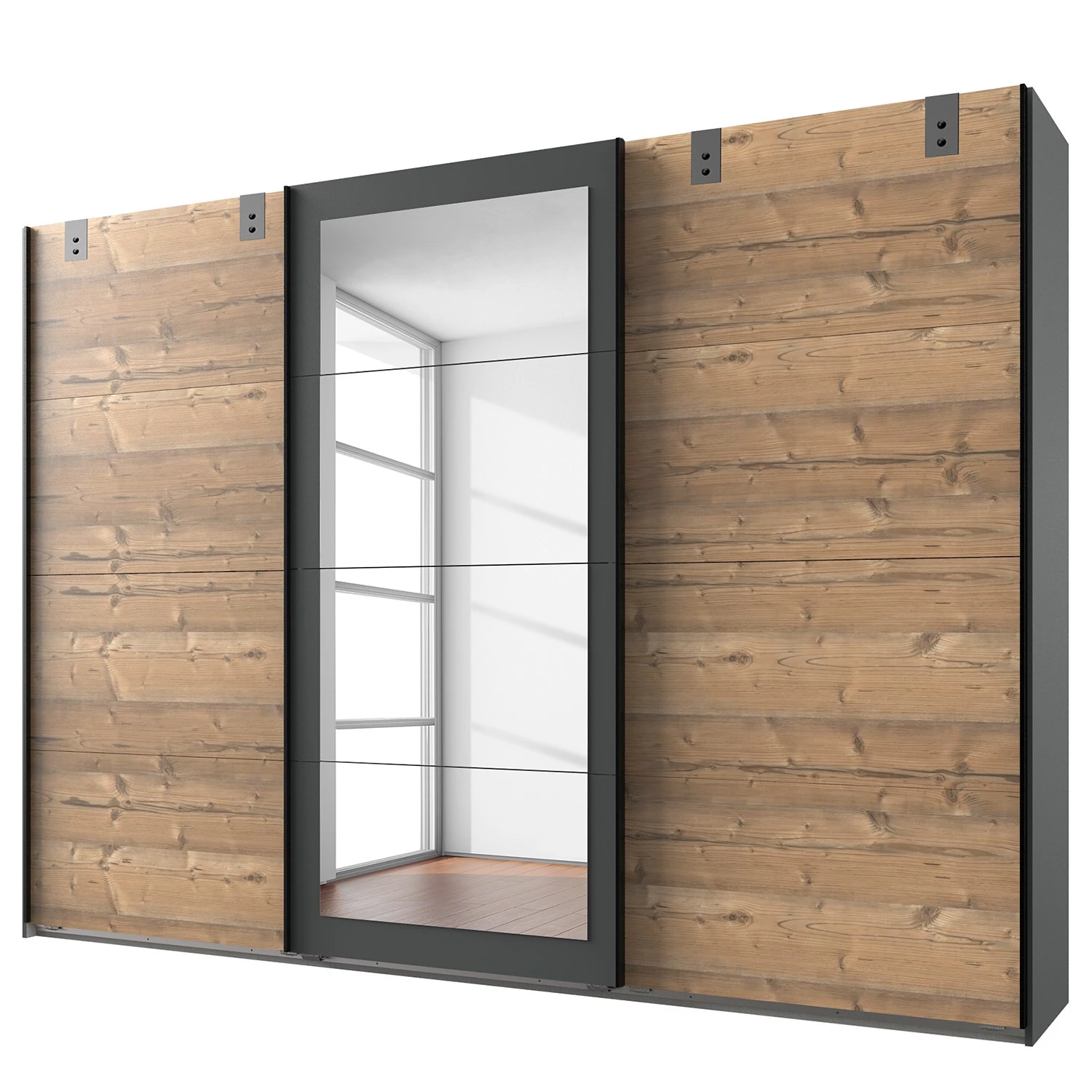 Wimex Chambre Malmoe III (4 éléments) - Imitation sapin blanc / Graphite - Largeur : 225 cm – Image 4