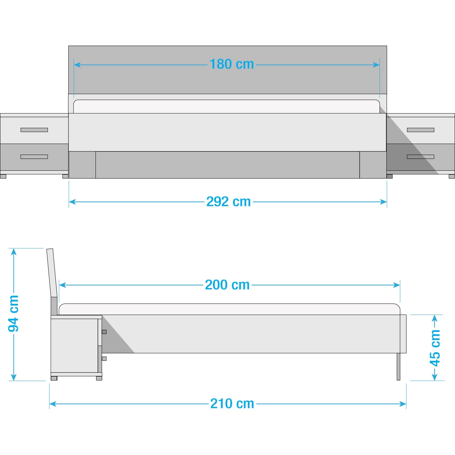 Wimex Chambre Malmoe III (4 éléments) - Imitation sapin blanc / Graphite - Largeur : 225 cm – Image 7