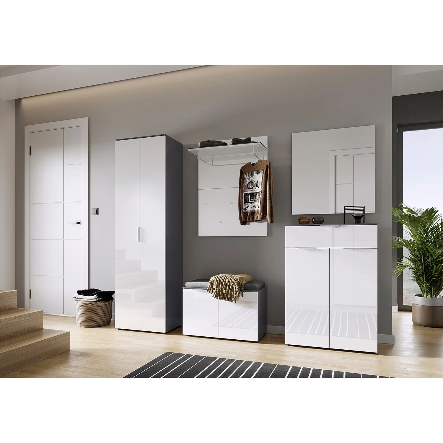 Germania Ensemble d’entrée Rimini III (5 élém.) - Verre - Blanc / Graphite – Image 2