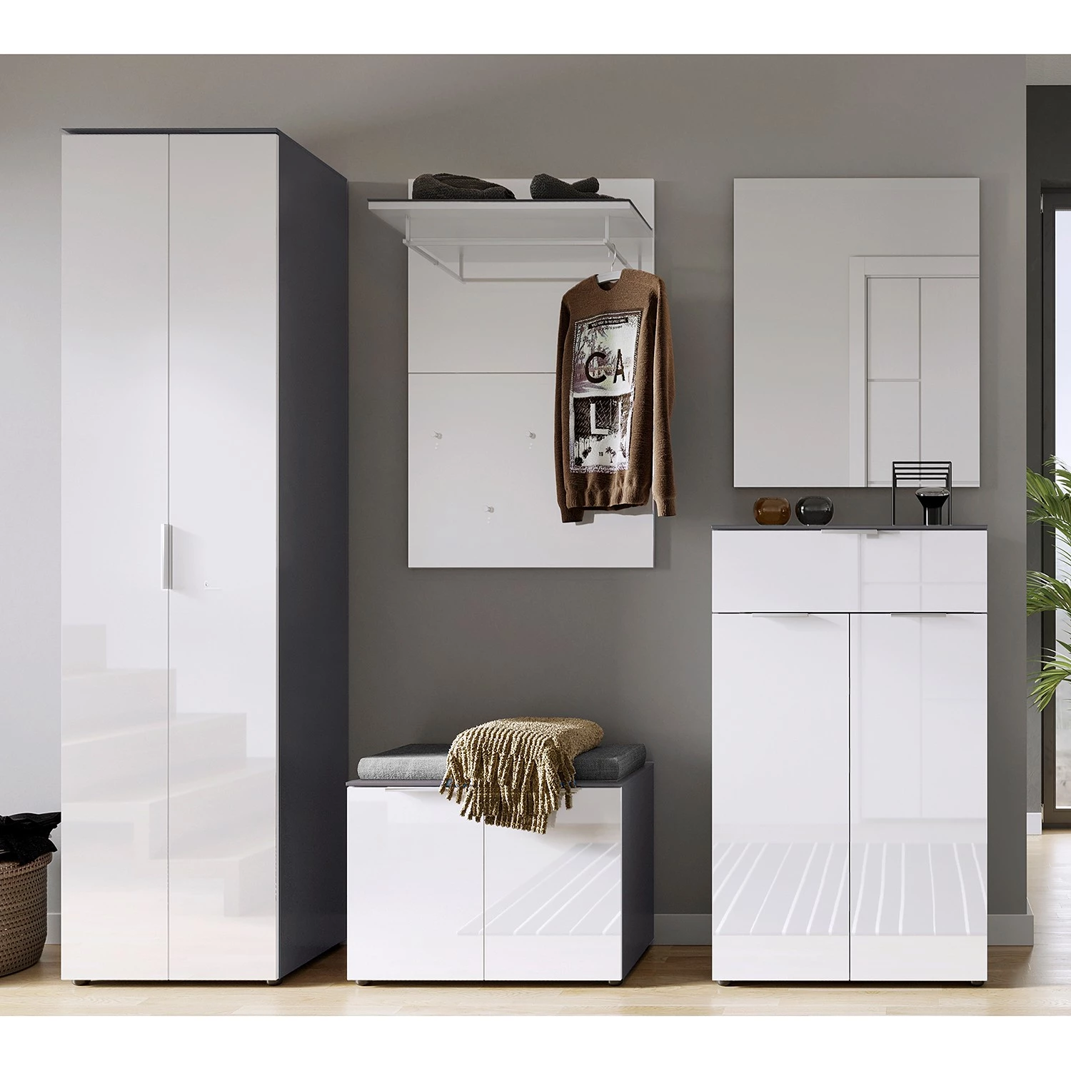 Germania Ensemble d’entrée Rimini III (5 élém.) - Verre - Blanc / Graphite