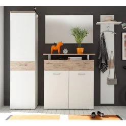 Loftscape Ensemble d’entrée Kamena (4 éléments) - Blanc / Imitation chêne Sanremo