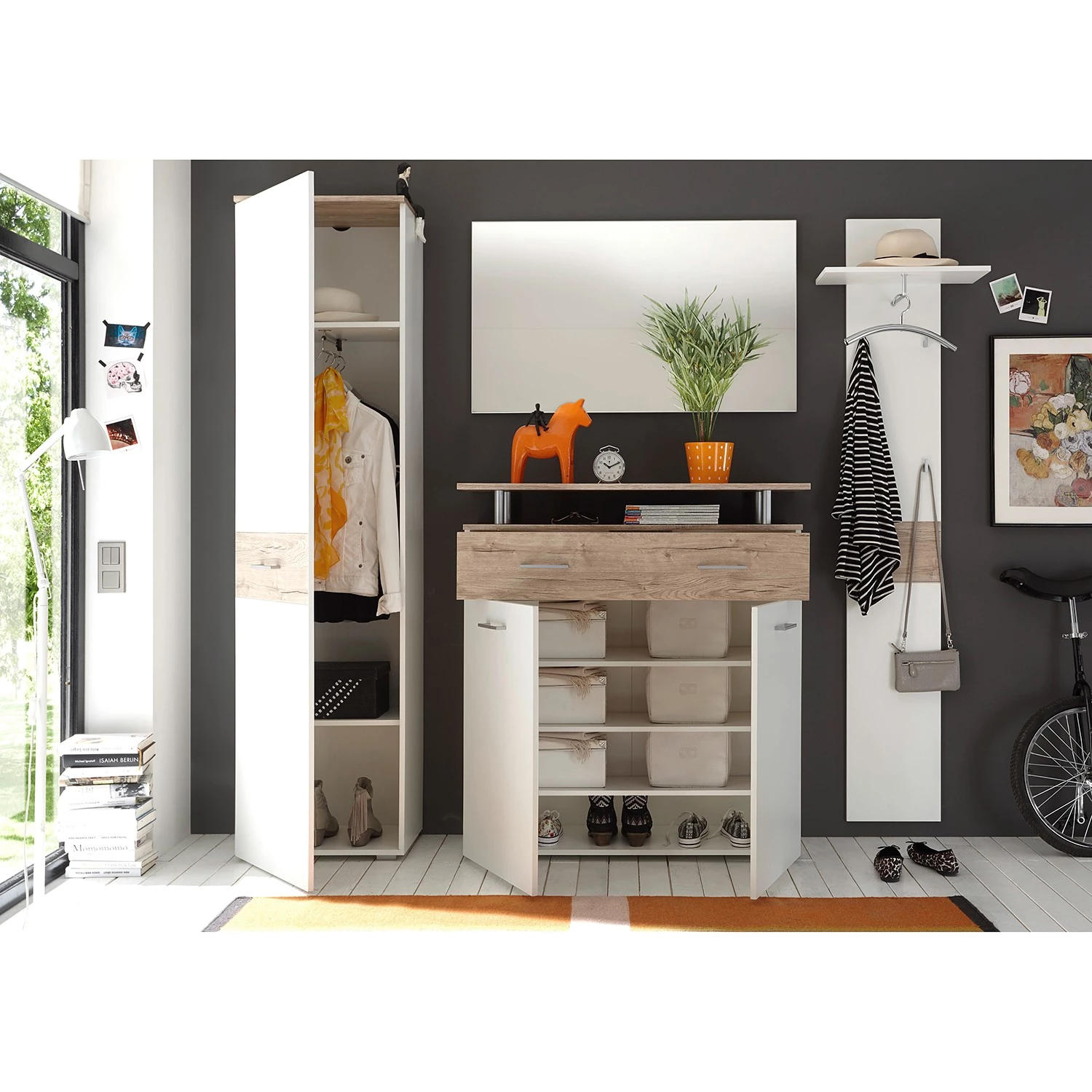 Loftscape Ensemble d’entrée Kamena (4 éléments) - Blanc / Imitation chêne Sanremo – Image 3