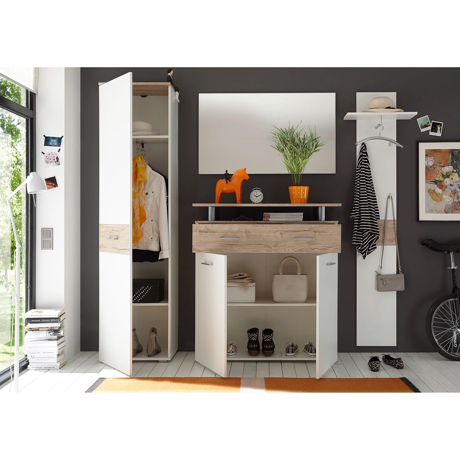 Loftscape Ensemble d’entrée Kamena (4 éléments) - Blanc / Imitation chêne Sanremo – Image 4