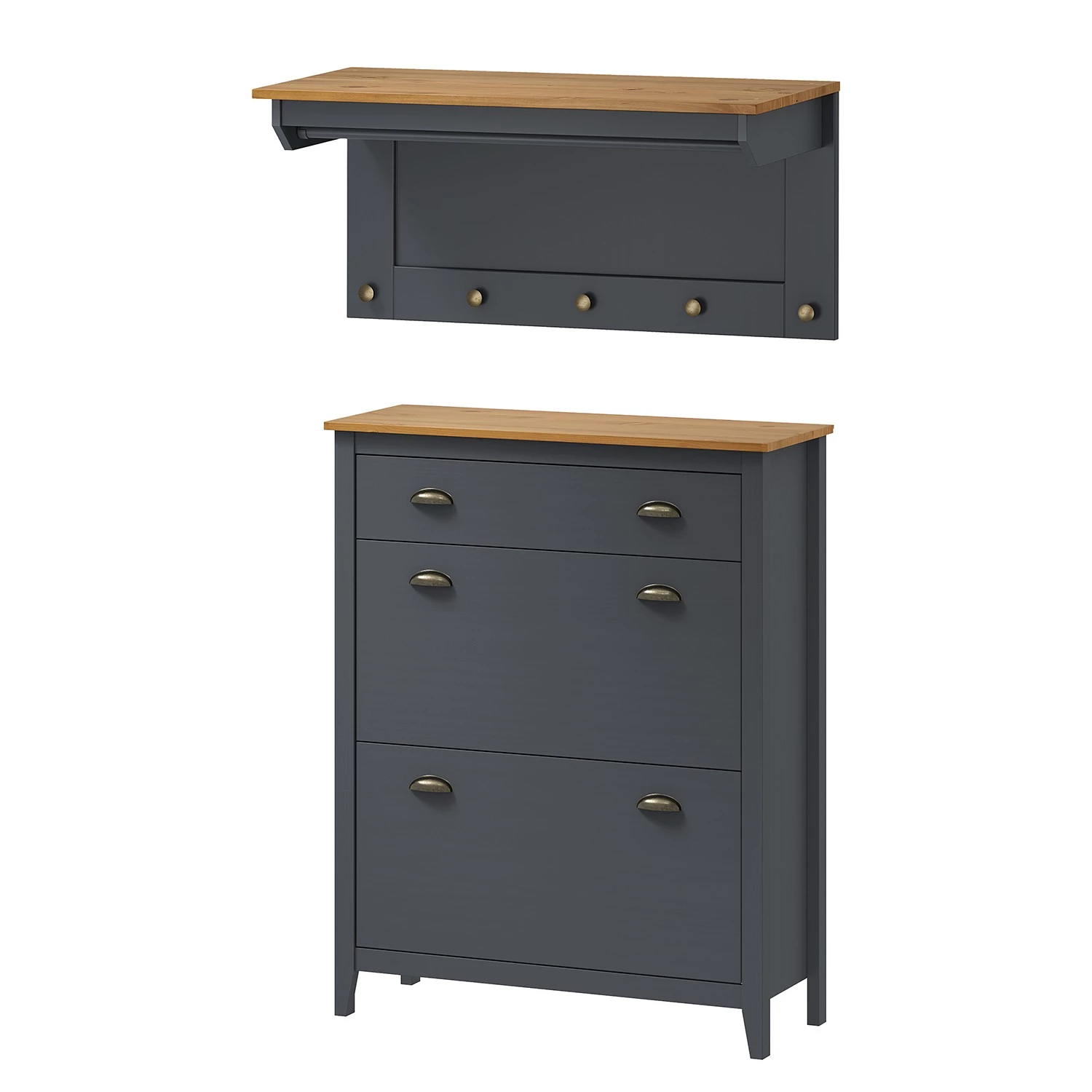 Maison Belfort Ensemble d’entrée Rivery I (2 éléments) - Pin massif - Anthracite