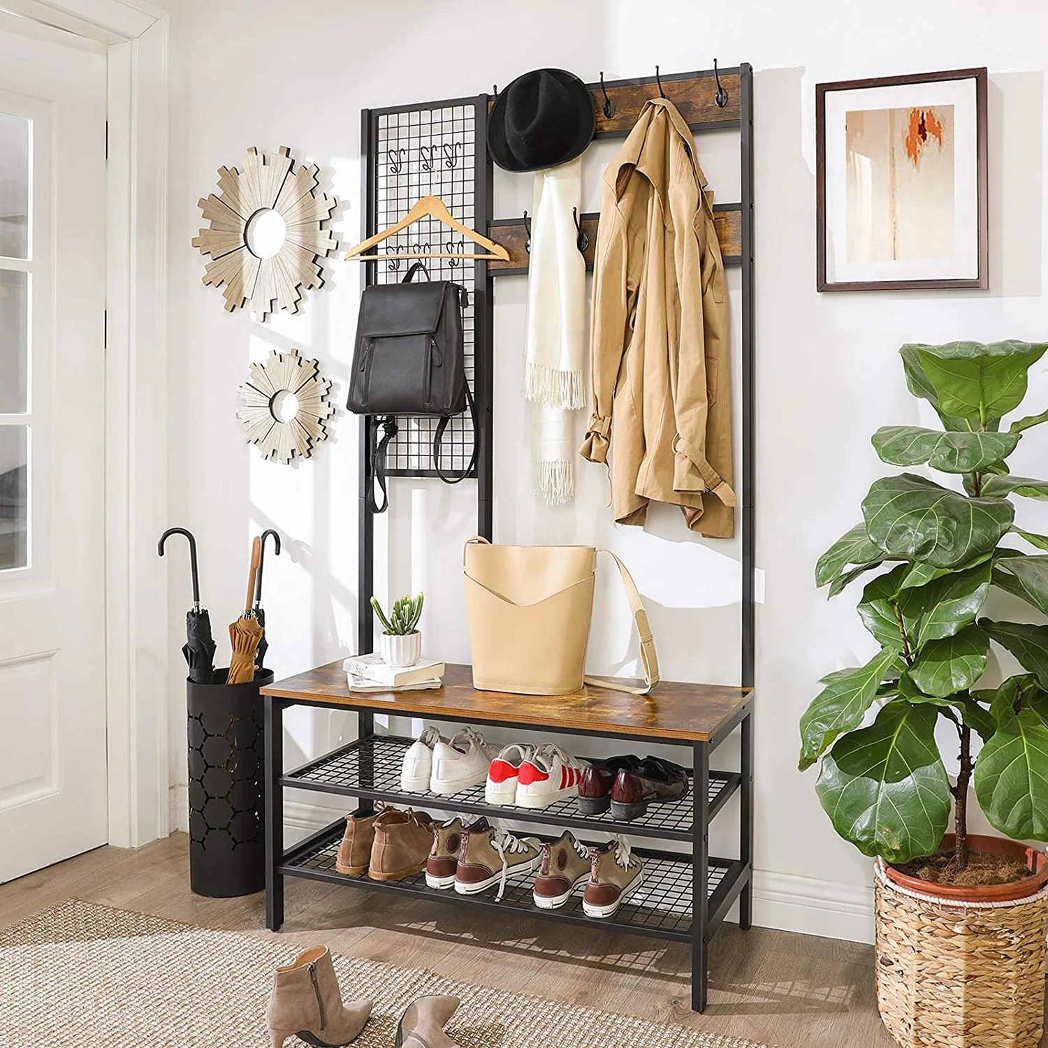 Red Living Ensemble d’entrée compact Welford II - Métal - Noir / Marron – Image 2