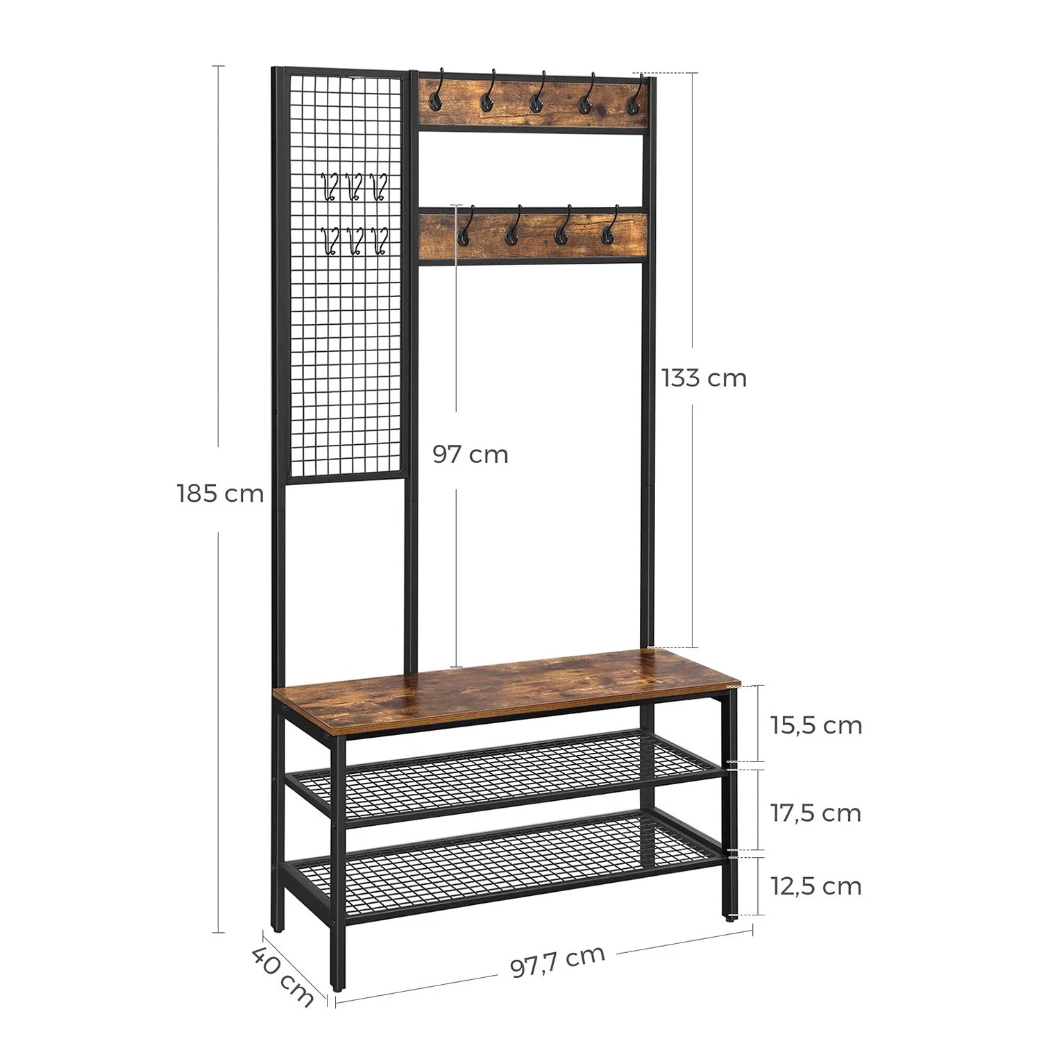 Red Living Ensemble d’entrée compact Welford II - Métal - Noir / Marron – Image 7