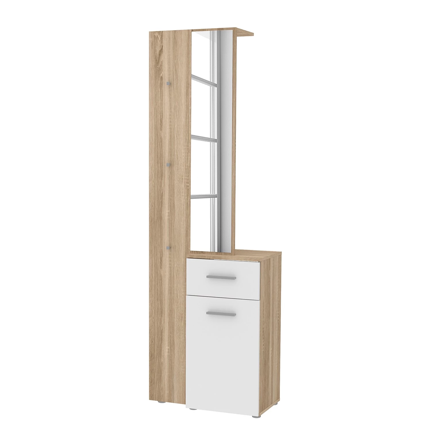 Loftscape Porte-manteau compact Lomas - Blanc / Imitation chĂȘne Sonoma
