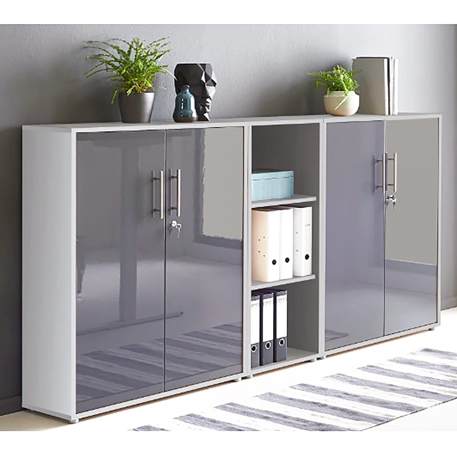 Furnitive Ensemble de bureau Avin XIII (5 élém.) - Gris clair / Anthracite brillant – Image 2