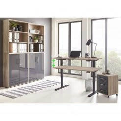 Furnitive Ensemble de bureau Avin XVI (6 élém.) - Imitation chêne Sonoma / Anthracite brillant