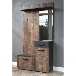 Trendteam Ensemble d’entrée compact Smile - Gris foncé / Imitation chêne rustique