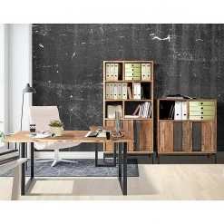 Ars manufacti Ensemble de bureau Domme (3 éléments) - Acacia massif / Fer - Acacia / Anthracite