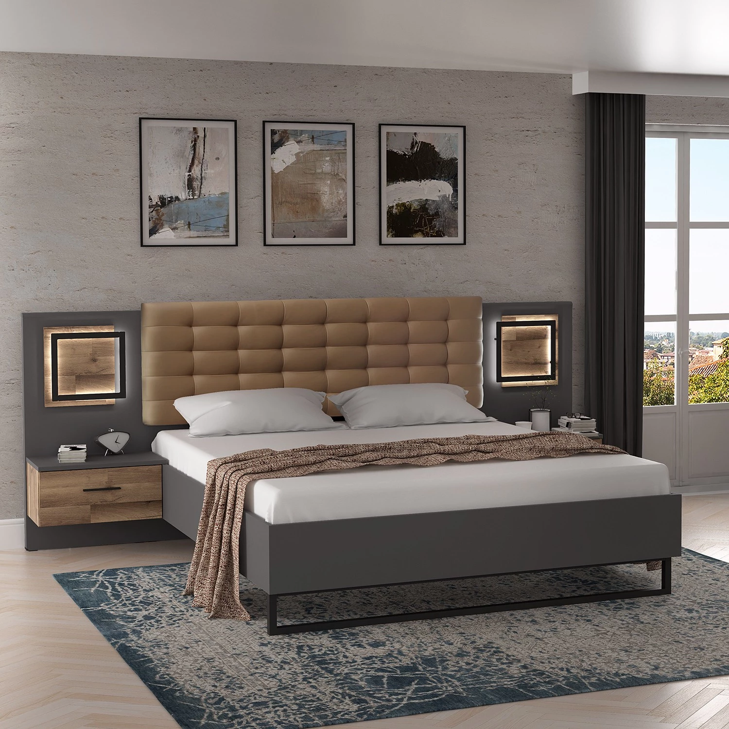 Loftscape Ensemble de lit Moritz (3 éléments) - 180 x 200cm – Image 2