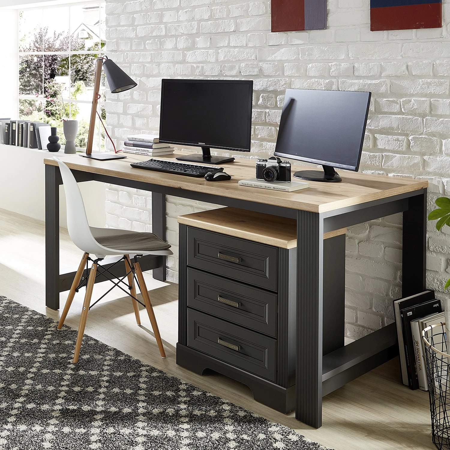 Ridgevalley Ensemble de bureau Jasmund (2 éléments) - Graphite