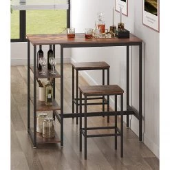 Red Living Ensemble de bar Velaux (3 éléments) - Imitation vieux bois / Noir