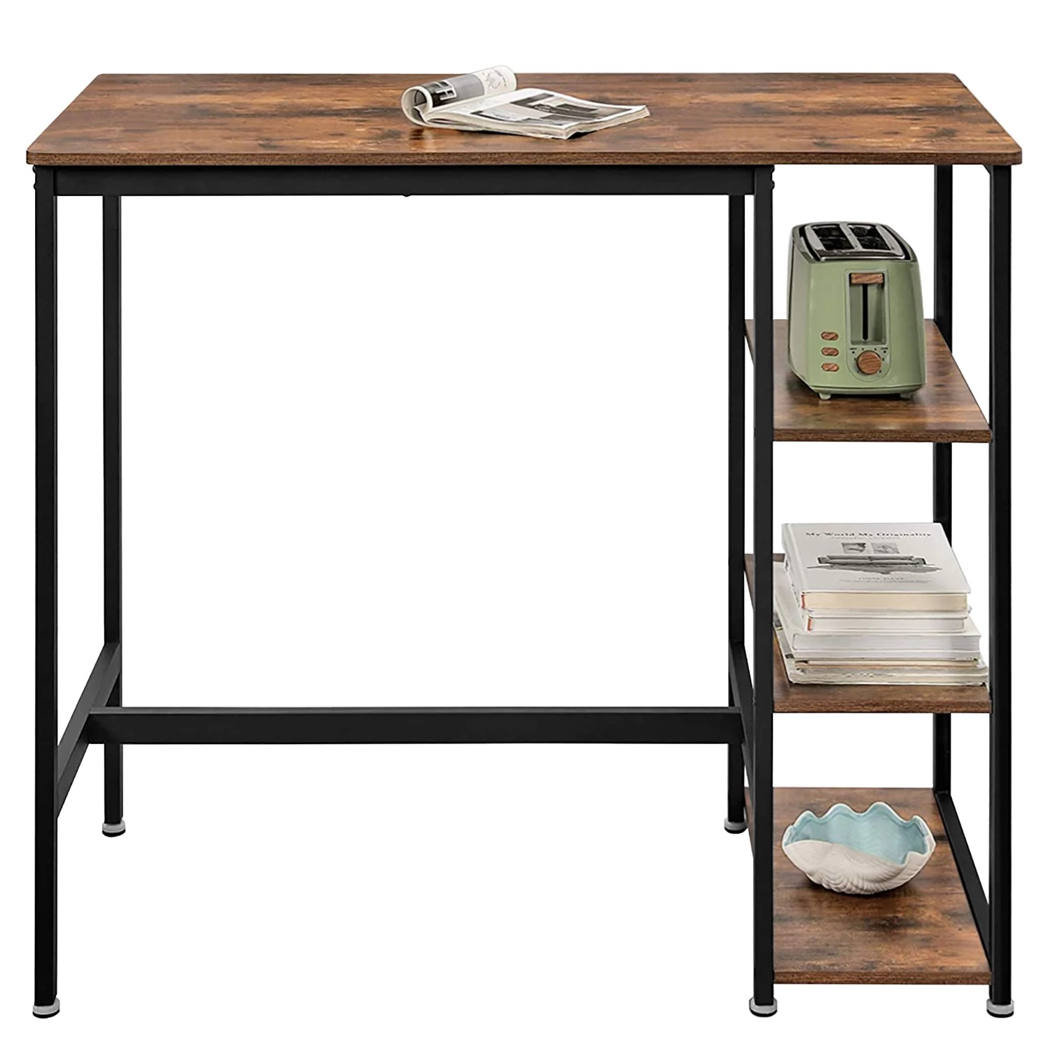 Red Living Ensemble de bar Velaux (3 éléments) - Imitation vieux bois / Noir – Image 7