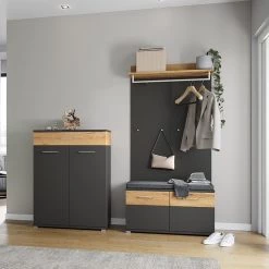 Fredriks Ensemble d’entrée Fluur III (3 éléments) - Anthracite / Imitation Chêne de Navarre