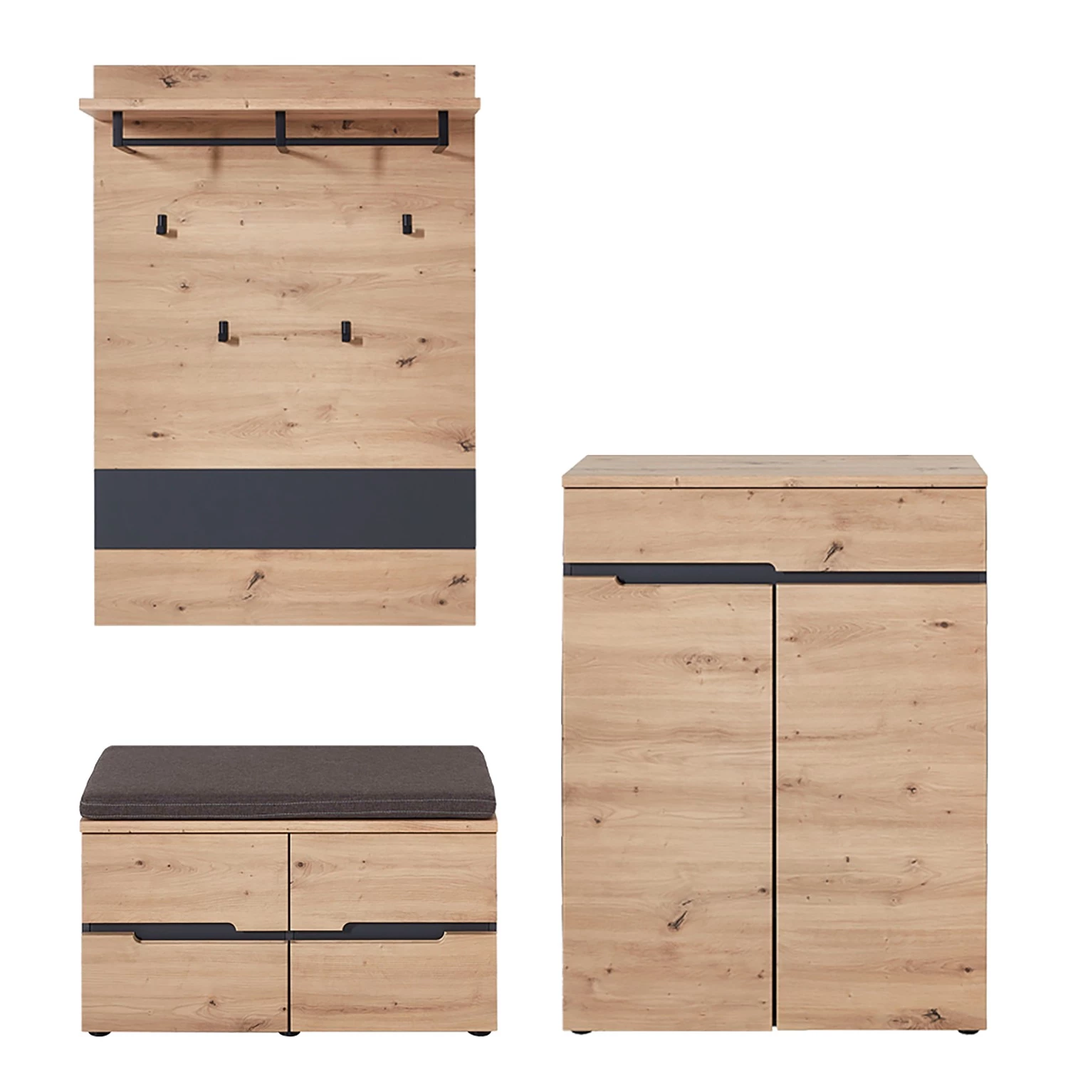 Loftscape Ensemble d’entrée Moosic IV (3 éléments) - Imitation chêne artisan / Graphite – Image 6