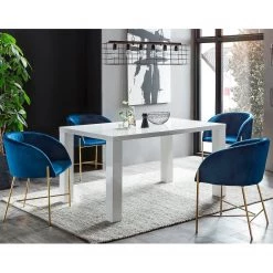 Loftscape Salle à manger Eadwine I (5 éléments) - Bleu marine - Largeur : 160 cm