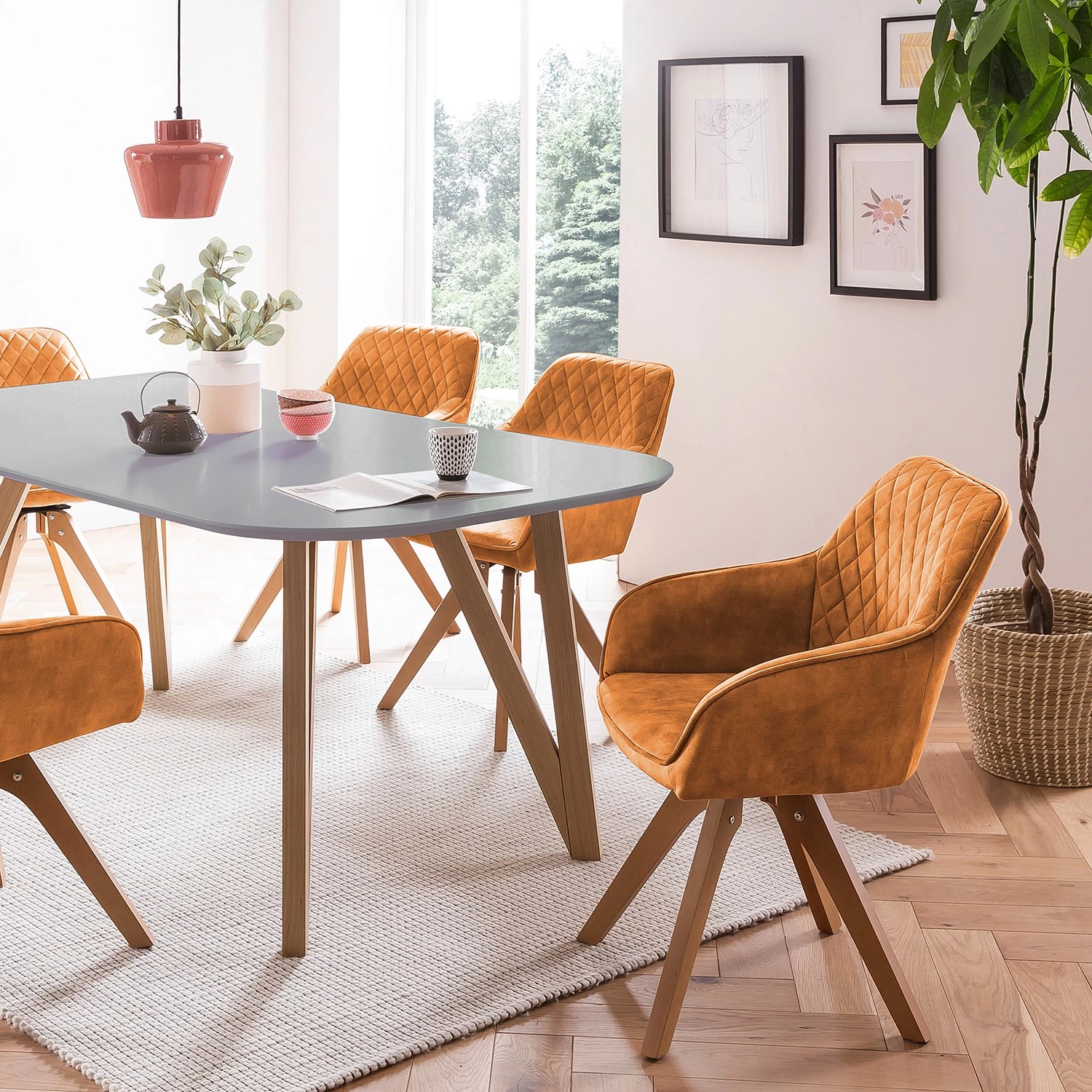 Loftscape Salle à manger Champlost II (5 éléments) - Marron doré - Largeur : 160 cm – Image 2