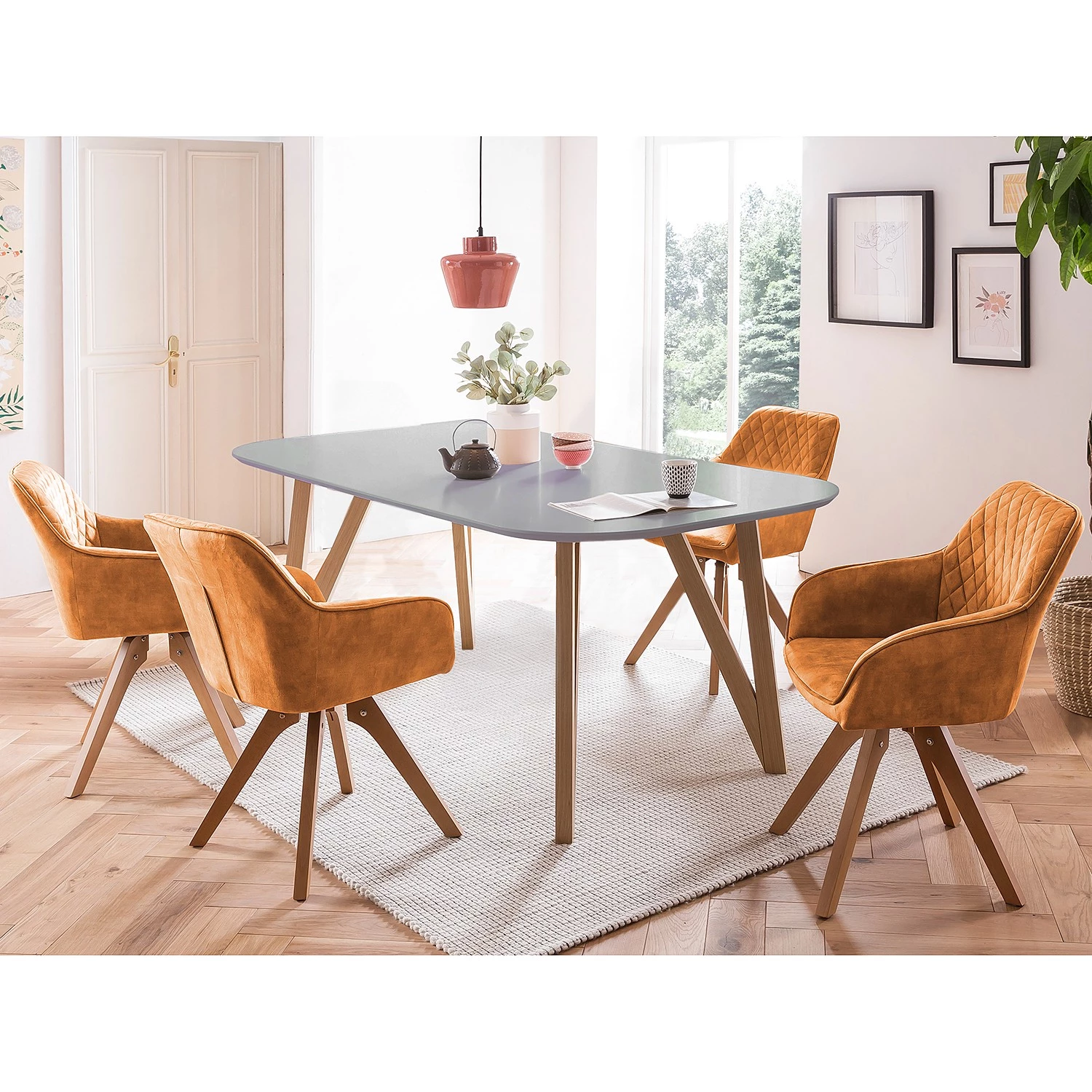 Loftscape Salle à manger Champlost II (5 éléments) - Marron doré - Largeur : 160 cm