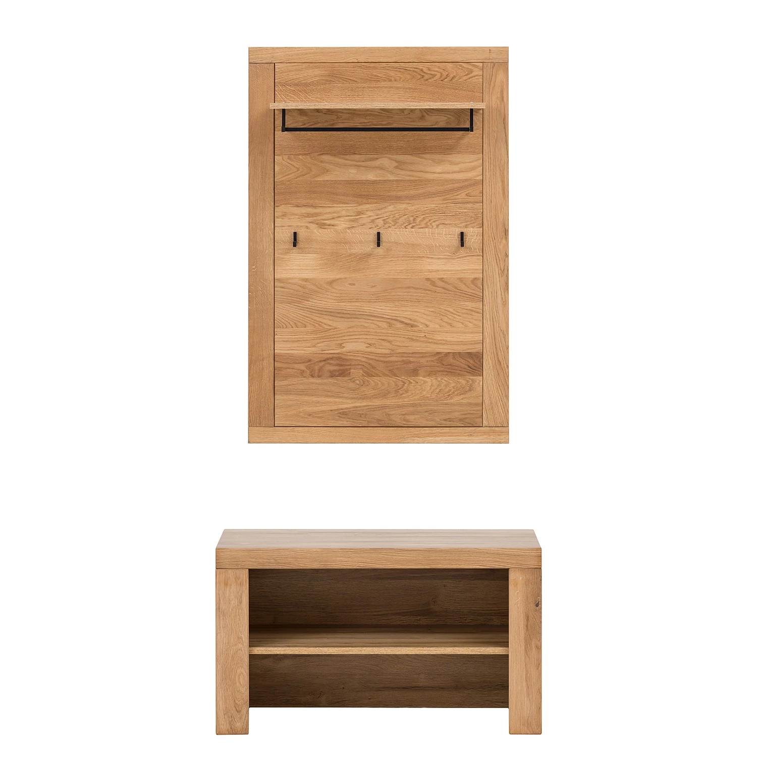 Naturoo Ensemble d’entrée Gräben I (2 éléments) - Partiellement en chêne massif - Chêne / Imitation chêne – Image 3