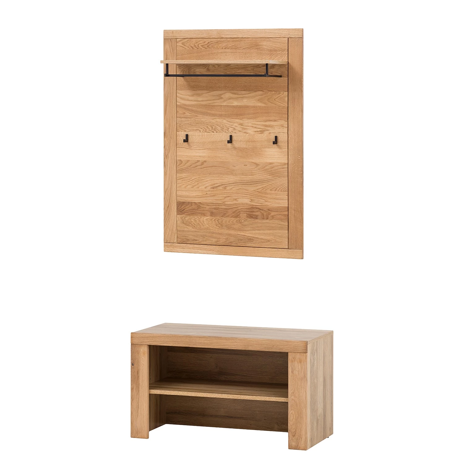 Naturoo Ensemble d’entrée Gräben I (2 éléments) - Partiellement en chêne massif - Chêne / Imitation chêne – Image 2