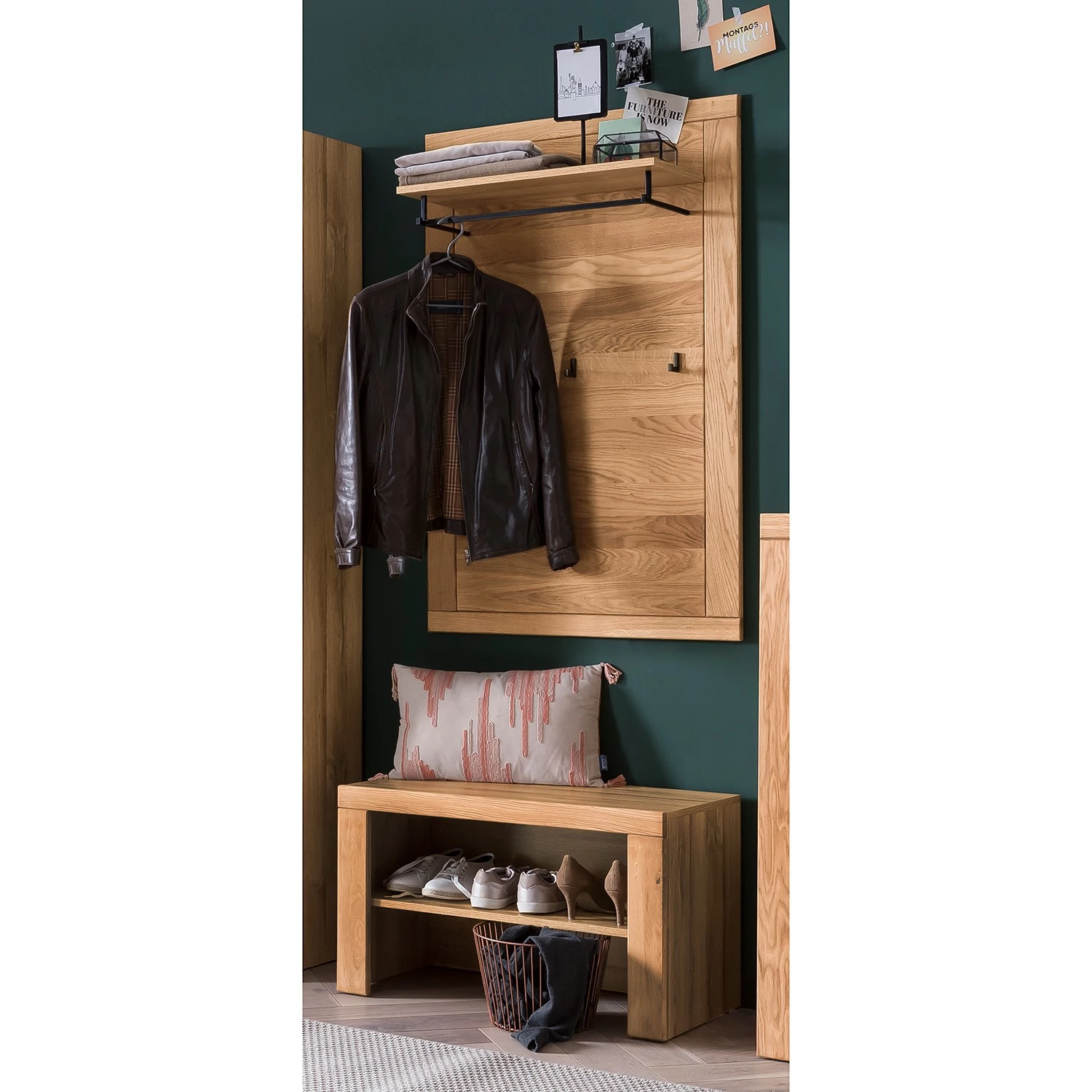 Naturoo Ensemble d’entrée Gräben I (2 éléments) - Partiellement en chêne massif - Chêne / Imitation chêne