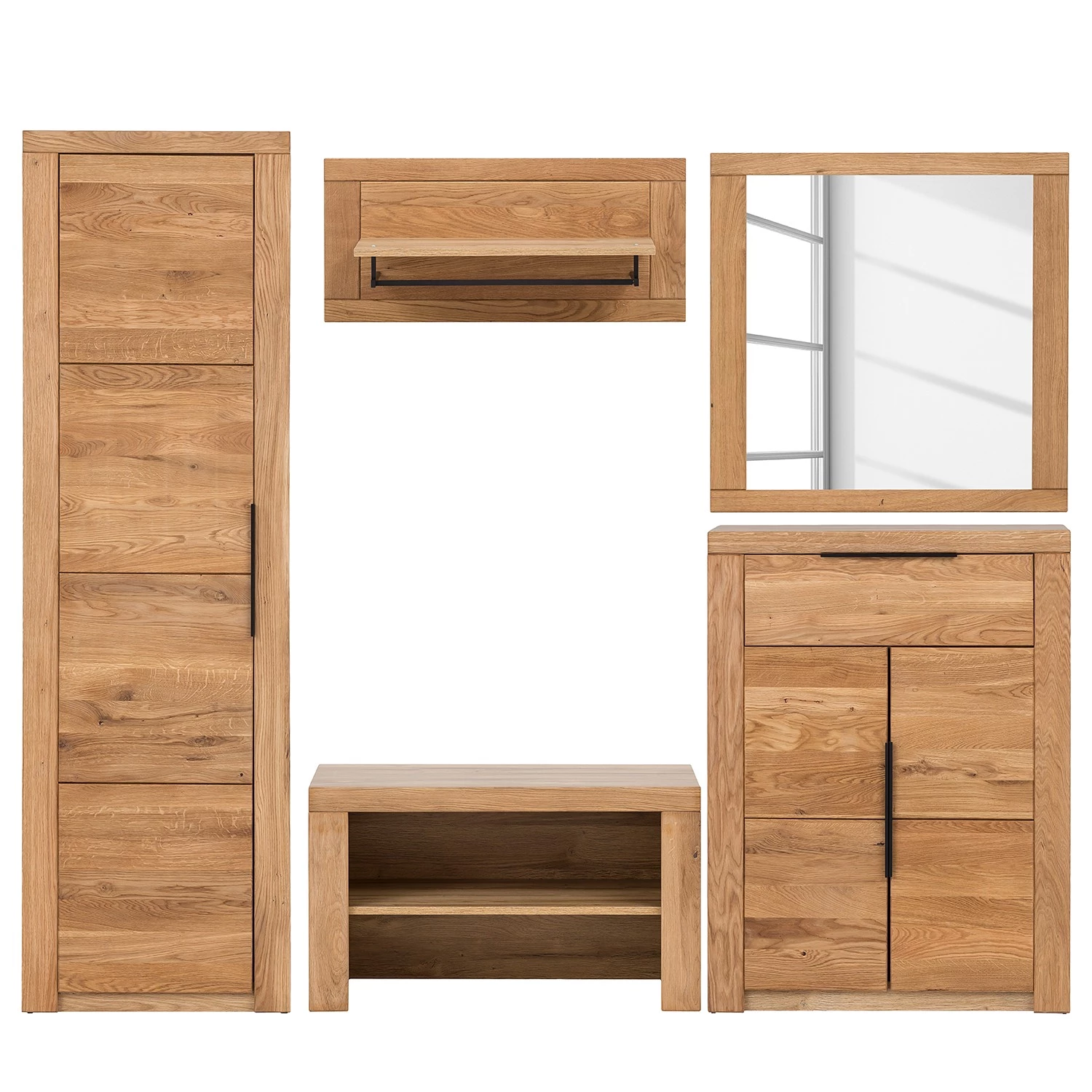 Naturoo Ensemble d’entrée Gräben III (5 élém.) - Partiellement en chêne massif - Chêne / Imitation chêne – Image 4