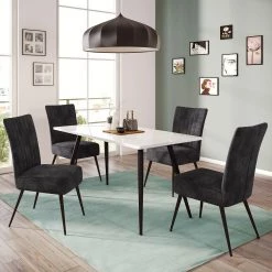 Loftscape Salle à manger Tinga (5 éléments) - Anthracite vintage / Blanc brillant