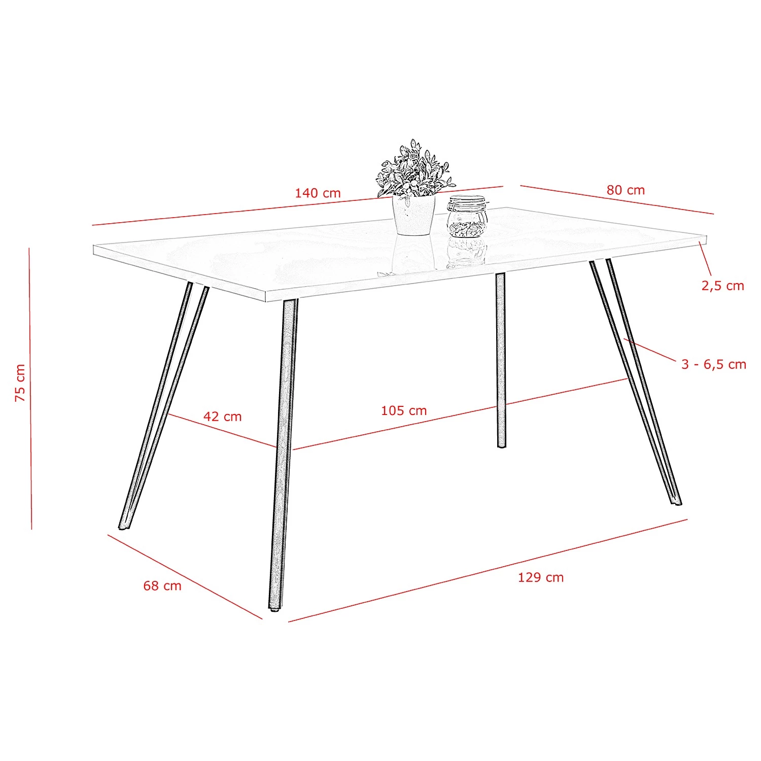 Loftscape Salle à manger Wilora (5 éléments) - Gris / Blanc brillant – Image 10