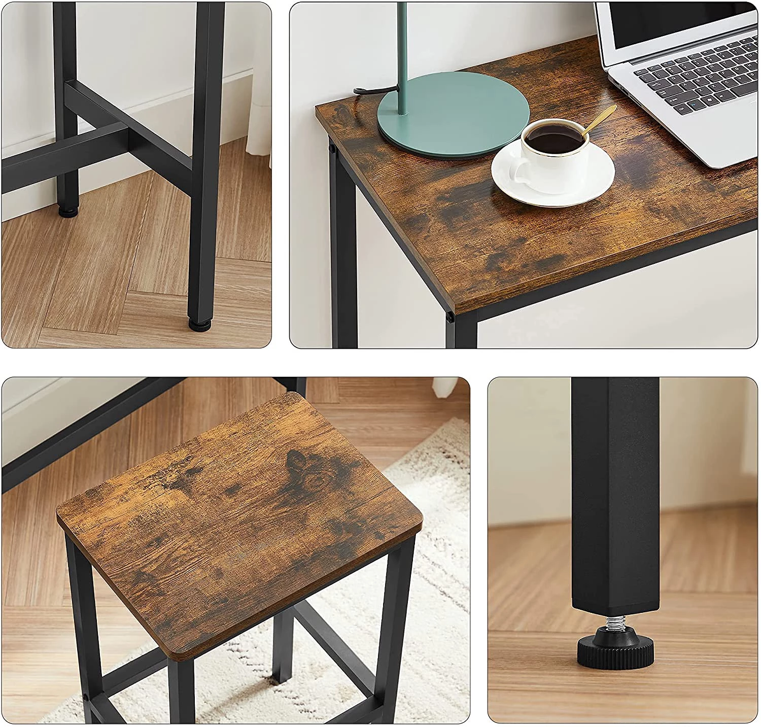 Red Living Ensemble de bar Sintang (3 éléments) - Imitation bois recyclé / Noir – Image 8