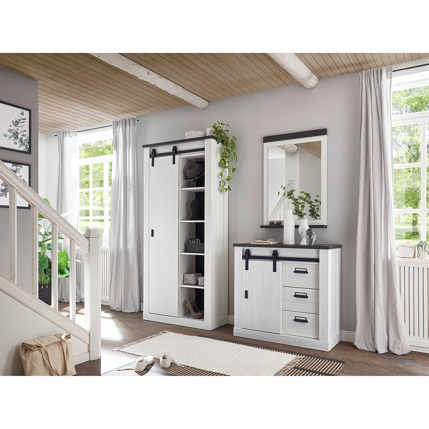 Ridgevalley Ensemble d’entrée Shutter III (3 élém.) - Imitation pin blanc – Image 2