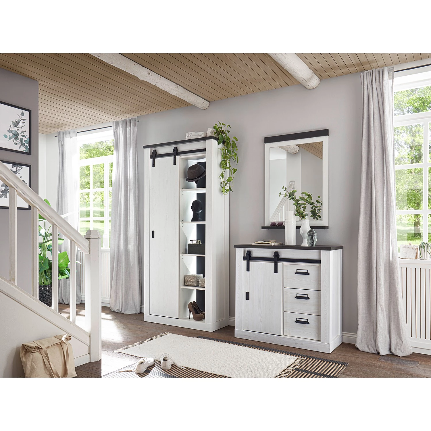 Ridgevalley Ensemble d’entrée Shutter III (3 élém.) - Imitation pin blanc – Image 3