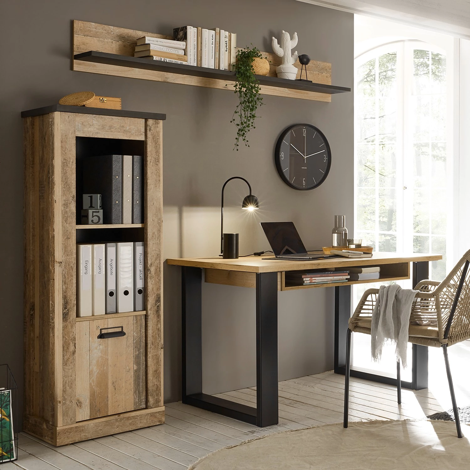 Ridgevalley Ensemble de bureau Shutter IV (3 élém.) - Imitation chêne