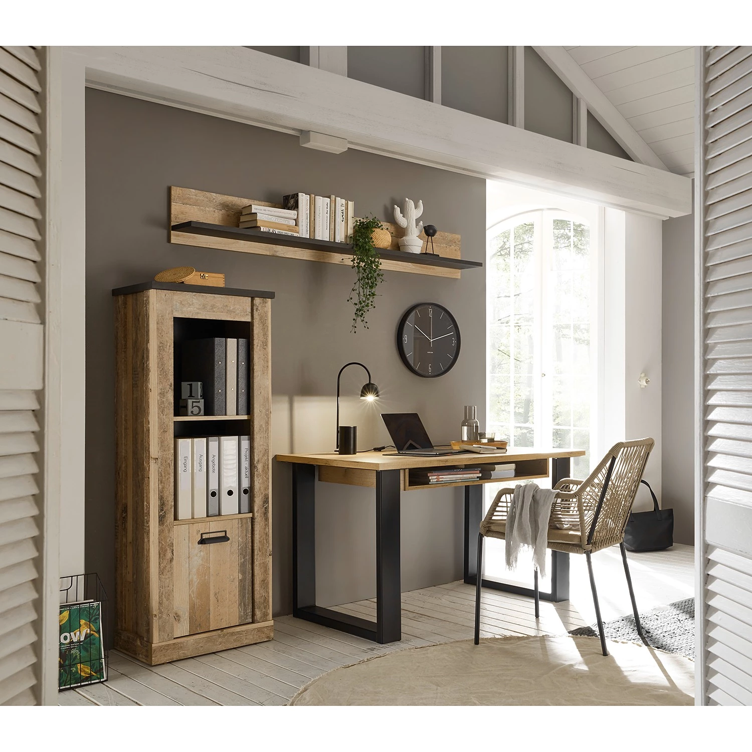 Ridgevalley Ensemble de bureau Shutter IV (3 élém.) - Imitation chêne – Image 2