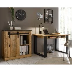 Ridgevalley Ensemble de bureau Shutter II (2 Ă©lĂ©m.) - Imitation chĂȘne