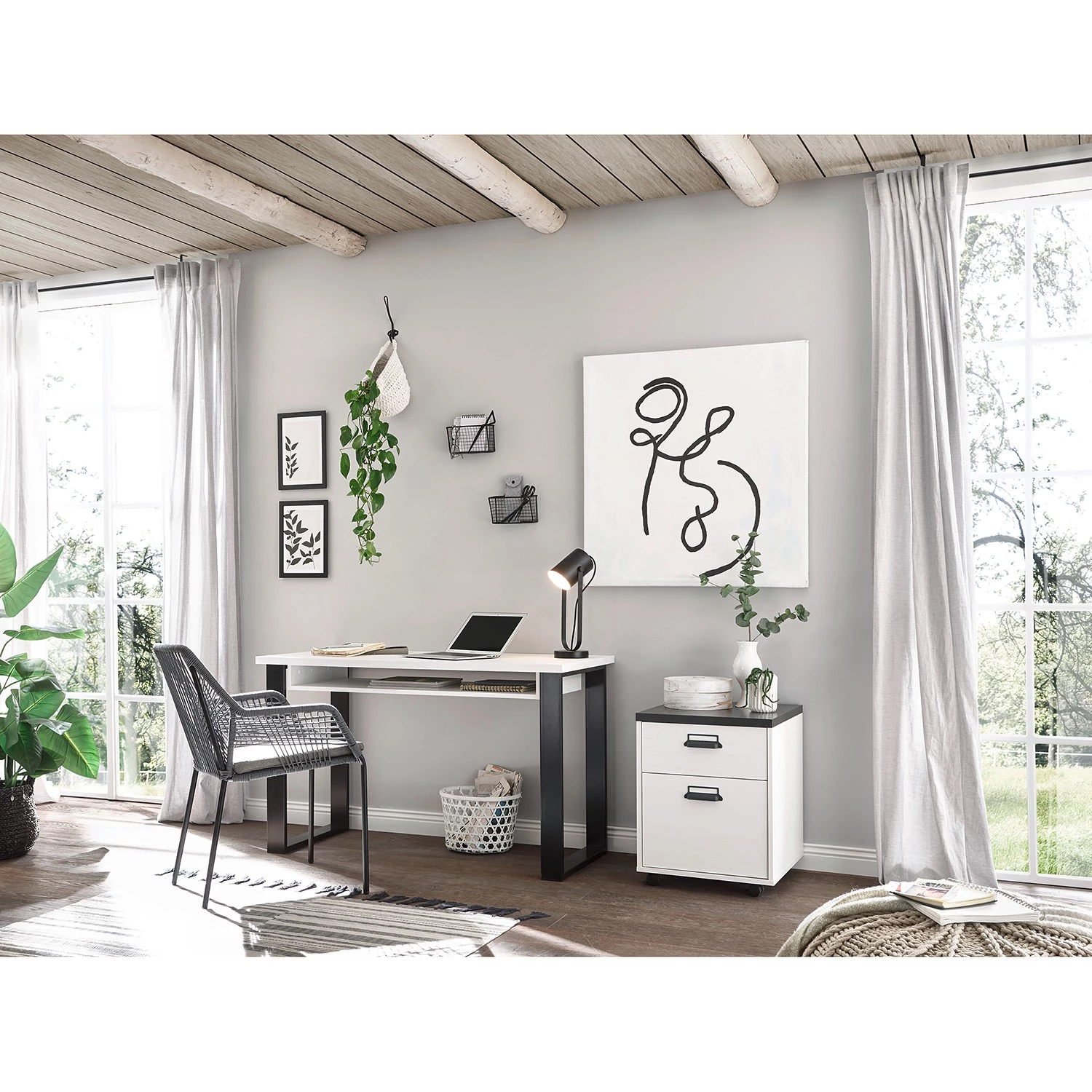 Ridgevalley Ensemble de bureau Shutter I (2 élém.) - Imitation pin blanc – Image 2